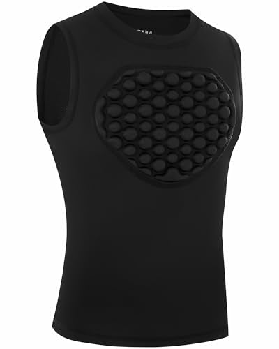 Runhit Youth Baseball Chest Protector Softball Lacrosse Football Padded Compression Shirt Heart Guard Sternum Protection - color: Black, size: X-Small