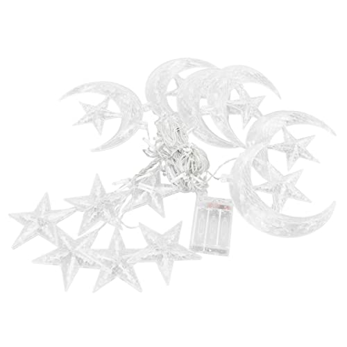 Keebgyy Star Moon String Lights, LED Curtain Lights, Moon String Lights for Crescents Party, Wedding, Christmas, Thanksgiving, Suitable for Rooms, Dorm, Living Rooms, 126LED Decorative String Lights