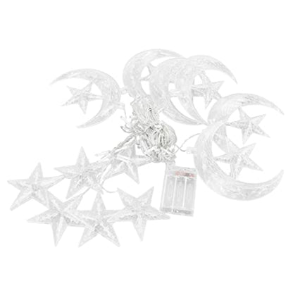 Keebgyy Star Moon String Lights, LED Curtain Lights, Moon String Lights for Crescents Party, Wedding, Christmas, Thanksgiving, Suitable for Rooms, Dorm, Living Rooms, 126LED Decorative String Lights