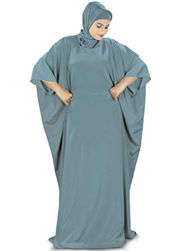 MyBatua Women's Kaftan, Free Size Abaya, Dubai Islamic Dress, Muslim Maxi KF-001 - color: Grey