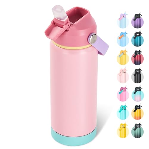 Fijinhom 18oz Insulated Stainless Steel Water Bottle, Wide Mouth Double Wall Vacuum, Silicone Straw, Sweat & Leak Proof, BPA Free Insulated Water Flask for Travel, Keep Cold 24h Hot 12h, Cherry - color: Cherry, size: 18 Ounces