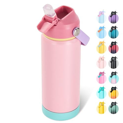 Fijinhom 18oz Insulated Stainless Steel Water Bottle, Wide Mouth Double Wall Vacuum, Silicone Straw, Sweat & Leak Proof, BPA Free Insulated Water Flask for Travel, Keep Cold 24h Hot 12h, Cherry - color: Cherry, size: 18 Ounces