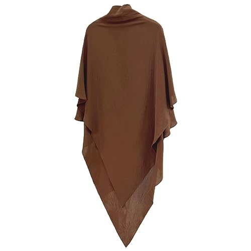 khalat Womens Muslim Prayer Dress Front Zipper Kaftan Islamic Robe Modest Solid Abayas for Women Muslim - color: Coffee+hijab