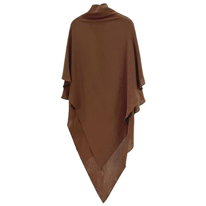 khalat Womens Muslim Prayer Dress Front Zipper Kaftan Islamic Robe Modest Solid Abayas for Women Muslim - color: Coffee+hijab