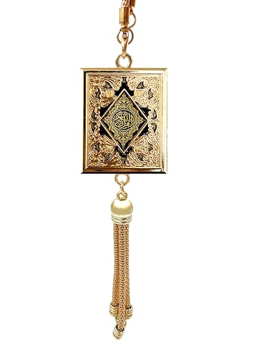 Allah Islam Car Rear Mirror Hangers - Muhammad Islamic Al-Quran Ramadan Eid Muslim Car Décor Hanging Charm Decor Interior Accessories (Gold) - color: Gold