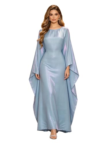 Shinsto Women Satin Prayer Dress Kaftan Robe Musulmane Femme Flashy Gown Luxury Party Wear Nightclub Outfit - color: Green, size: 1