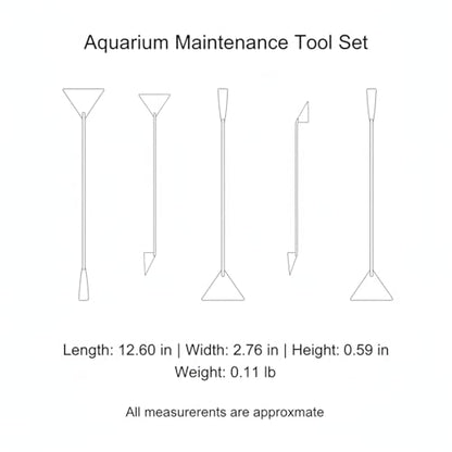 Aquarium Maintenance Tool Set - 430 Stainless Steel Long Reach Scissors, Tweezers & Sand Shovel for Fish Tanks - size: 12.6 x 2.76 x 0.59 in