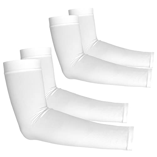 YESLIFE UV Sun Protection Arm Sleeves for Men & Women,UPF 50 Cooling Sports Sleeve - color: White (2), size: 2 Pairs