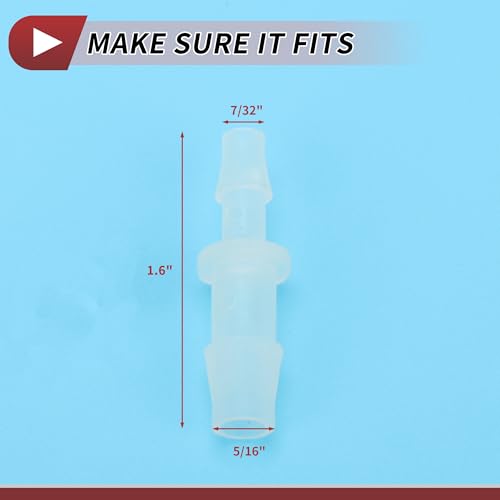 7/32" to 5/16" Hose Barb Fitting Hose Straight Reducing Coupler | 5 Pcs, Plastic, Clear, Fits 7/32" to 5/16" ID Flexible Tube, Barb Reducer Fitting, for Aquarium, Fountain, Drip Irrigation - size: 7/32"-5/16"