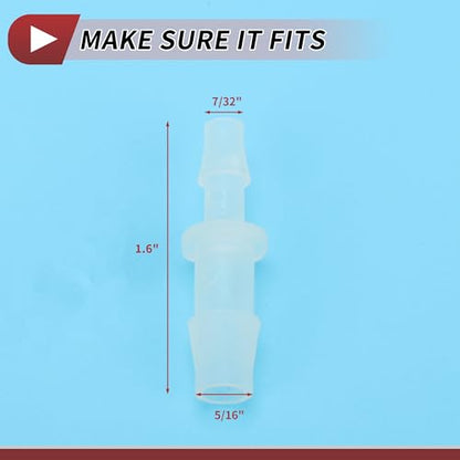 7/32" to 5/16" Hose Barb Fitting Hose Straight Reducing Coupler | 5 Pcs, Plastic, Clear, Fits 7/32" to 5/16" ID Flexible Tube, Barb Reducer Fitting, for Aquarium, Fountain, Drip Irrigation - size: 7/32"-5/16"