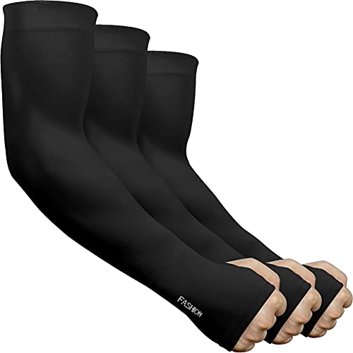 beister Arm Sleeves for Men & Women, UPF 50+ UV Sun Protection, Cooling - color: 3-pairs Black
