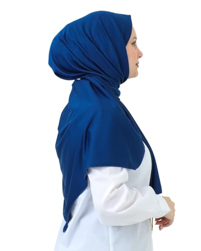 Prien Hijab For Women Muslim Lightweight Scarf Head Scarves For Girls Islamic Long Headscarf Chiffon Shawl Prayer Set Ramadan - color: Navy Blue