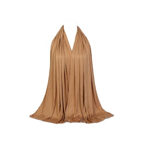 Non-see-through Premium Jersey Maxi Hijab Head Scarf Wrap for Muslim Women - color: Camel