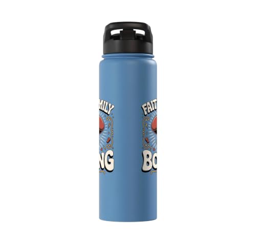 Faith Family Boxing Boxer Fighter Combat Sport Stainless Steel Insulated Water Bottle - color: Light Blue