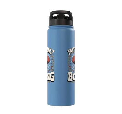Faith Family Boxing Boxer Fighter Combat Sport Stainless Steel Insulated Water Bottle - color: Light Blue