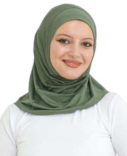Prien Sport Instant Hijab For Women, Muslim Cotton Turban, Soft Head Scarf, Ready To Wear Hijabs Prayer Clothes, Islamic Wear - color: Khaki