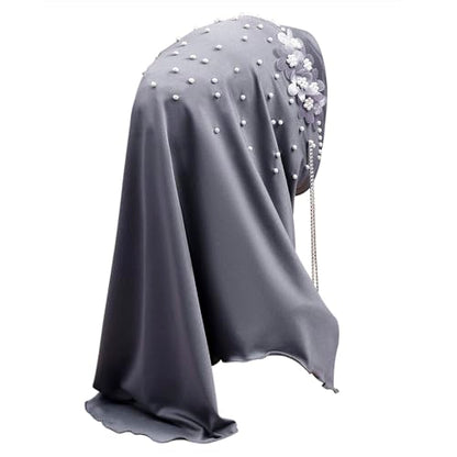 Women Soft One Piece Hijab Long Muslim Turban Islamic Full Head Scarf - color: Chains/Silver