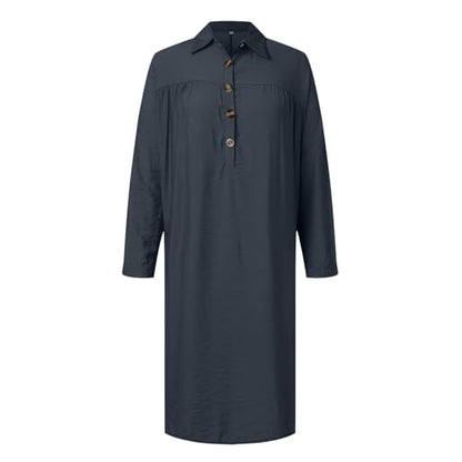 Prayer Clothes for Muslim Women One-Piece Long Sleeve Islamic Prayer Dress O Neck Lightweight Maxi Dress Dress - color: Blue, size: XX-Large