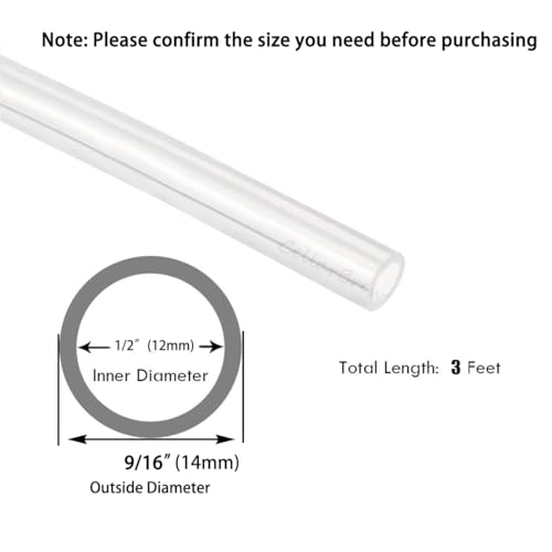 1/2" ID Silicon Tubing, JoyTube Food Grade Silicon Tubing 1/2" ID x 9/16" OD 3 Feet High Temp Pure Silicone Hose Tube for Home Brewing Winemaking - size: 1/2" ID x 9/16" OD, style: 3 Feet