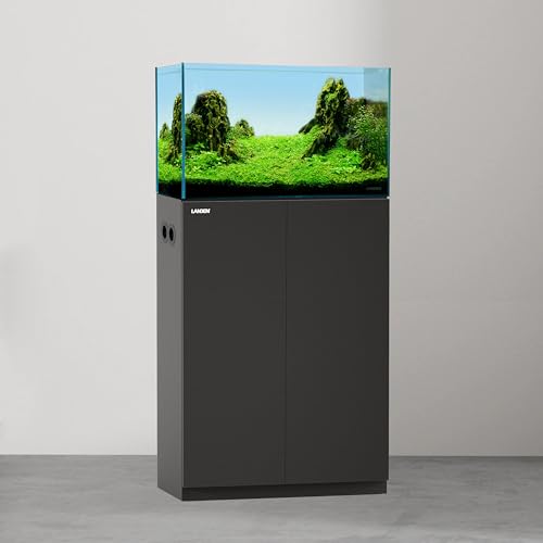 Aquarium Wooden Stand and Cabinet for up to 16 Gal Tank, Fish Reptile Sea Salt WaterTank Stand, Nano Foam Leveling Mat Included, W23.6xD11.8xH31.5 in, Wooden Matte Black Painted(Stand Only) - color: Black-Fig8_Inlet, size: W23.6xD11.8xH31.5in(60x30x80cm)