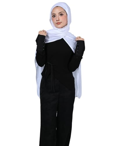 Modal Cotton Hijab Scarf for Women with Undercap Set - color: White