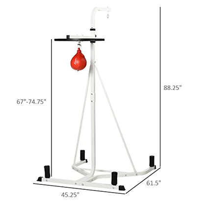 GOWE 2 in 1 Punching Bag Stand, Adjustable Height Heavy Bag Stand with Weighted Base and Speed Bag, Freestanding for Home Gym