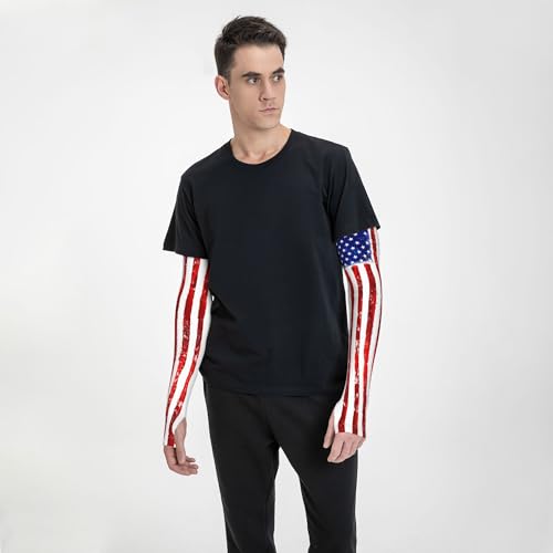 Arm Sleeves Outdoor Garden Sports Cooling Sun Sleeve for Women Men Farm - color: American Flag