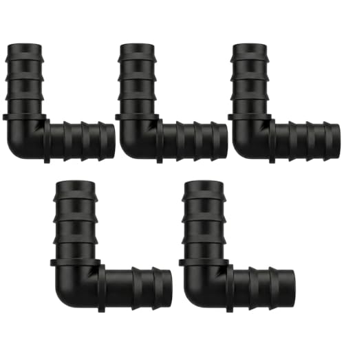5 Pack 3/4 Inch PVC Elbow Fittings | 90° Hose Barb Adapter | Schedule 40 Tube Connector | Black PVC Water Hose Elbows - size: 3/4" Insert-5pcs, style: Elbow
