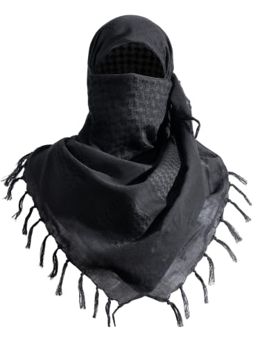 FREE SOLDIER Shemagh Keffiyeh Scarf for Men - color: Black