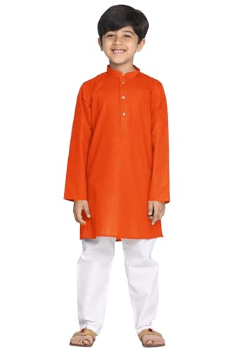 Chandrakala Kids Kurta Pajama Set for Boys, Ethnic Wear for Diwali Eid & Weddings - color: Orange-117, size: 1-2T