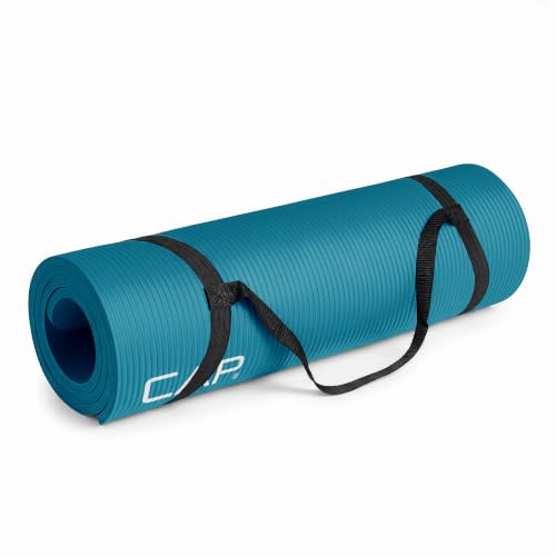 CAP Barbell 1/2-Inch High Density Exercise Yoga Mat with Strap | Multiple Options - color: Teal, style: Yoga Mat