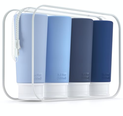 TakeToday Travel Bottles for Toiletries 3.4oz 4 Pack, TSA Leak Proof, Blue - color: Blue