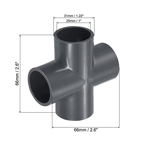 PATIKIL 25mm PVC Pipe Fittings, 2 Pack 4 Way Tee Shape Water Tubing Cross Joint Connectors Adapters for Garden Irrigation Home Aquarium - size: 25mm