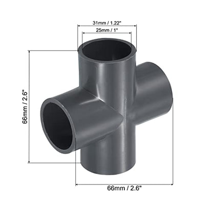 PATIKIL 25mm PVC Pipe Fittings, 2 Pack 4 Way Tee Shape Water Tubing Cross Joint Connectors Adapters for Garden Irrigation Home Aquarium - size: 25mm