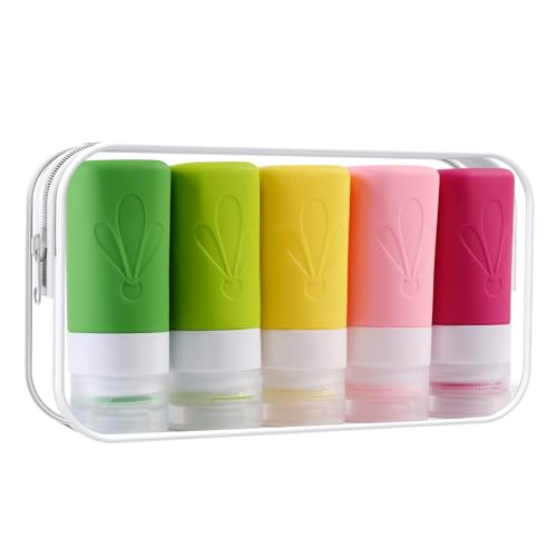 INSFIT Travel Bottles for Toiletries, TSA Approved 2oz Travel Size Toiletries, BPA Free Leak Proof Squeezable Silicone Tubes Travel Essentials for Shampoo Conditioner Lotion Soap - color: Multicolored, size: 2 Ounces