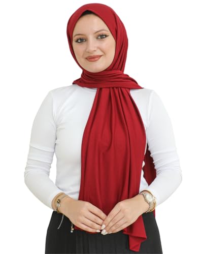 Prien Hijab for Women Viscose Scarf Lightweight Muslim Hijabs Long Shawl Islamic Scarves Turkey Silk Headscarf for Womens - color: Burgundy