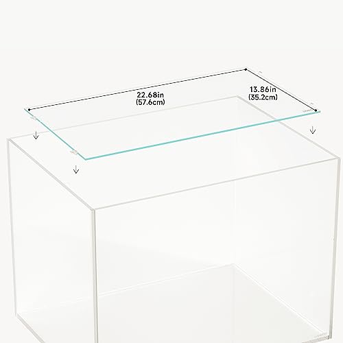 4mm Glass Aquarium Lid with Clips for 60x45cm Rimless Tank | Lid 57.6x35.2cm; reduces evaporation and jumping - size: 576x352mm (1 pc)