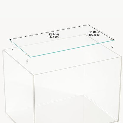 4mm Glass Aquarium Lid with Clips for 60x45cm Rimless Tank | Lid 57.6x35.2cm; reduces evaporation and jumping - size: 576x352mm (1 pc)