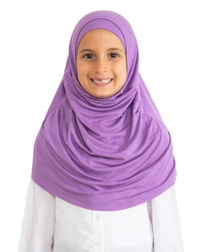 Prien Easy To Wear Hijab For Girls, Muslim Scarf for Kids, Instant Hijabs For Women, Viscose Children Scarves For Ramadan Eid - color: Lilac