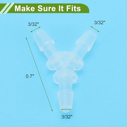 Plastic Hose Barb Fitting 3/32" Y Shaped Barb Connector PP 4 Pcs - size: 3/32"