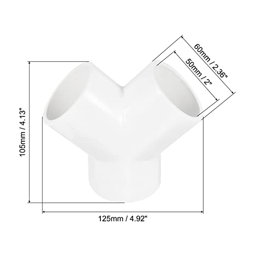 PATIKIL 50mm PVC Pipe Fittings, 2 Pack 3 Way Y Shape Water Tubing Joint Connectors Adapters Union for Garden Irrigation Home Aquarium - size: 50mm