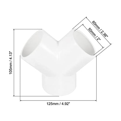 PATIKIL 50mm PVC Pipe Fittings, 2 Pack 3 Way Y Shape Water Tubing Joint Connectors Adapters Union for Garden Irrigation Home Aquarium - size: 50mm