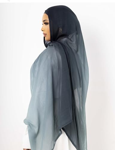 Txmout Ombre Modal Hijab Scarf for Women Muslim, Soft Lightweight Headscarf - color: Turquoise - Navy