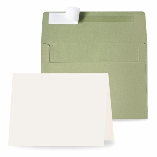 Keketer Beautiful Sage Green 4x6 Cards & Envelopes Set - 30 Pack - color: Sage Green, size: 30 Pack A4 (4.72x6.50in) Cards and Envelopes