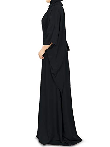 MyBatua Women's Kaftan, Free Size Abaya, Dubai Islamic Dress, Muslim Maxi KF-001 - color: Black