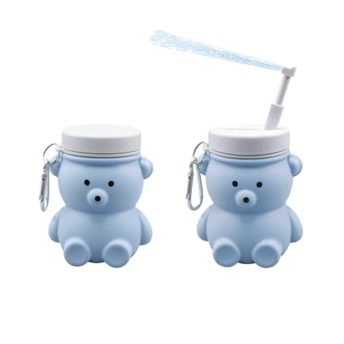 Cute Portable Bidet for Kids, Lovely Baby Bidet Spray Bottle, 300ml Compact Travel Size Camping Peri Bottle With Retractable and Angle-Adjustable Nozzle for Home, Outdoors, Camping & Travel Blue (1pc) - color: Blue