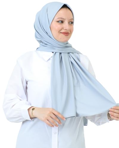 Prien Hijab For Women Muslim Lightweight Scarf Head Scarves For Girls Islamic Long Headscarf Chiffon Shawl Prayer Set Ramadan - color: Grey