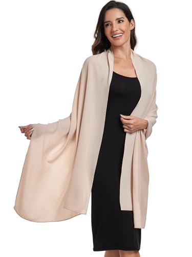 Chiffon Shawl and Wraps for Women Warm Scarves Wedding Evening Bridal Scarfs Pashmina Shawls - color: Champagne