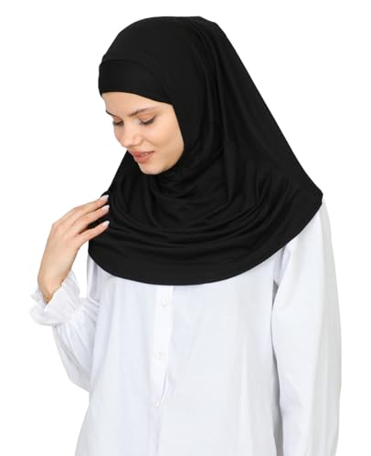 Prien Chic Ready To Wear Hijab For Women, Muslim Long Turban Undercap Set, Instant Scarf, Prayer Clothes For Girls, Abaya - color: Black