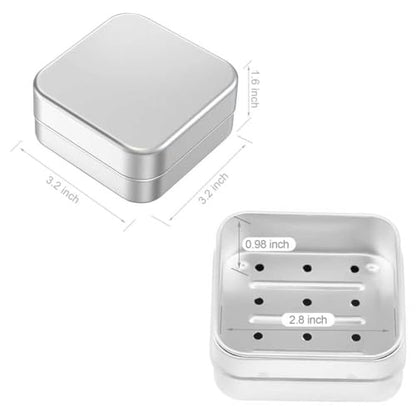 Aluminum Retainer Case Compatible with Invisalign,2 Pack Durable Denture Holder Orthodontic Aligner Holder Mouth Guard Case Retainer Soaking Cups for Travel, Camping, Office